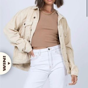 Princess Polly WESTERN CORD JACKET BEIGE Size XS/S